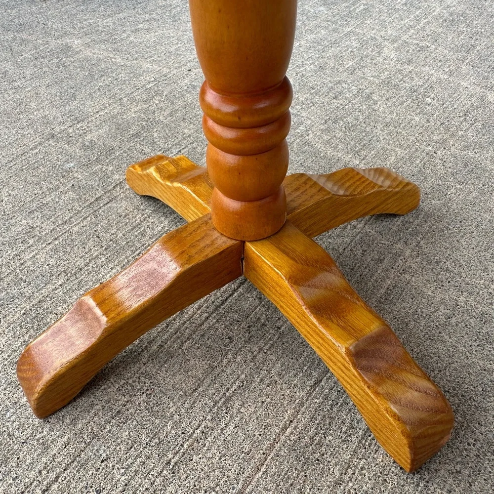 Mid-Century Modern Wooden Pedestal Round Doll Table for 18” Doll